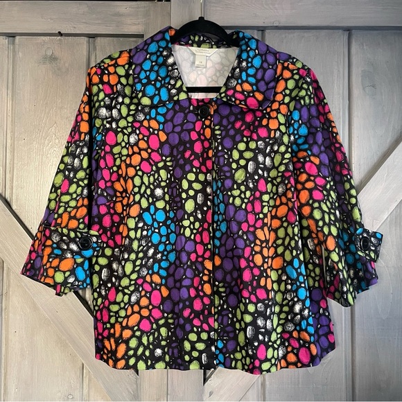 CJ Banks Single button Colorful Pebble Coat size 1X artsy art to wear maximalist - Picture 1 of 8